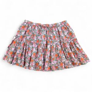 J.Crew Liberty London Meadow Song Floral Tiered Cotton Mini Skirt L Pink Orange
